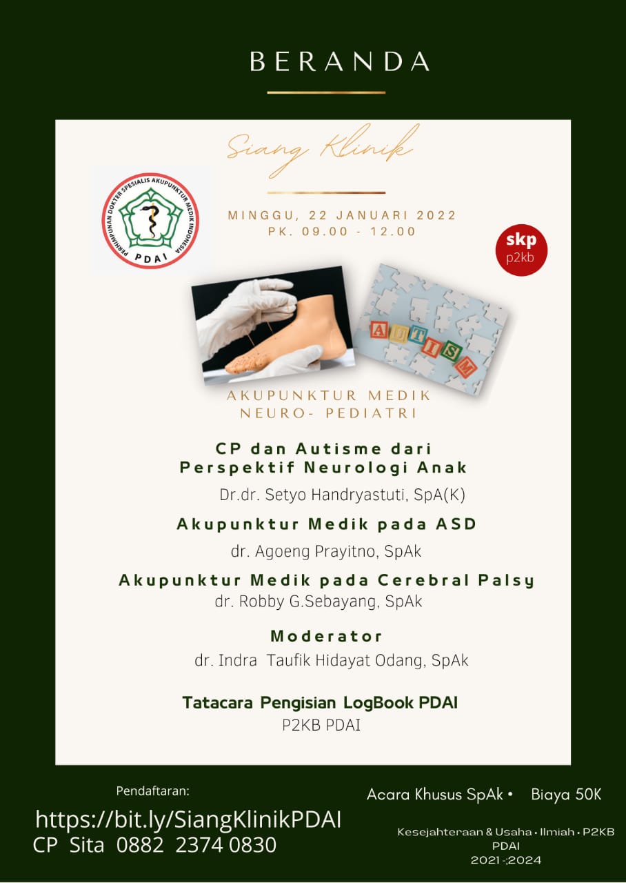 Beranda Siang Klinik  Neuro-Pediatri - Perhimpunan Dokter Spesialis Akupunktur Medik Indonesia